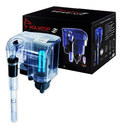 AquaTop Hang on Power Aquarium Filter PF40-UV with UV Sterilization Translucent Blue
