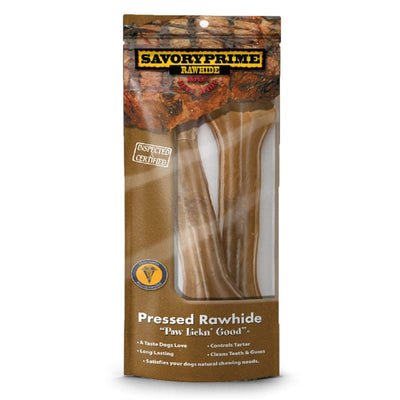 Savory Prime Pressed Rawhide Bones Bagged Natural, 8.5 in, 2 ct - Pets Perfect