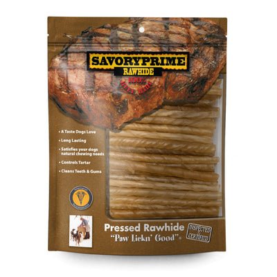 Savory Prime Pressed Rawhide Twist Sticks Natural 5 in, 100 ct
