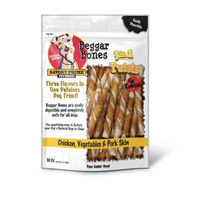 Savory Prime Beggar Bone 3in1 Twists Dog Treat 1ea/10 ct Default Title