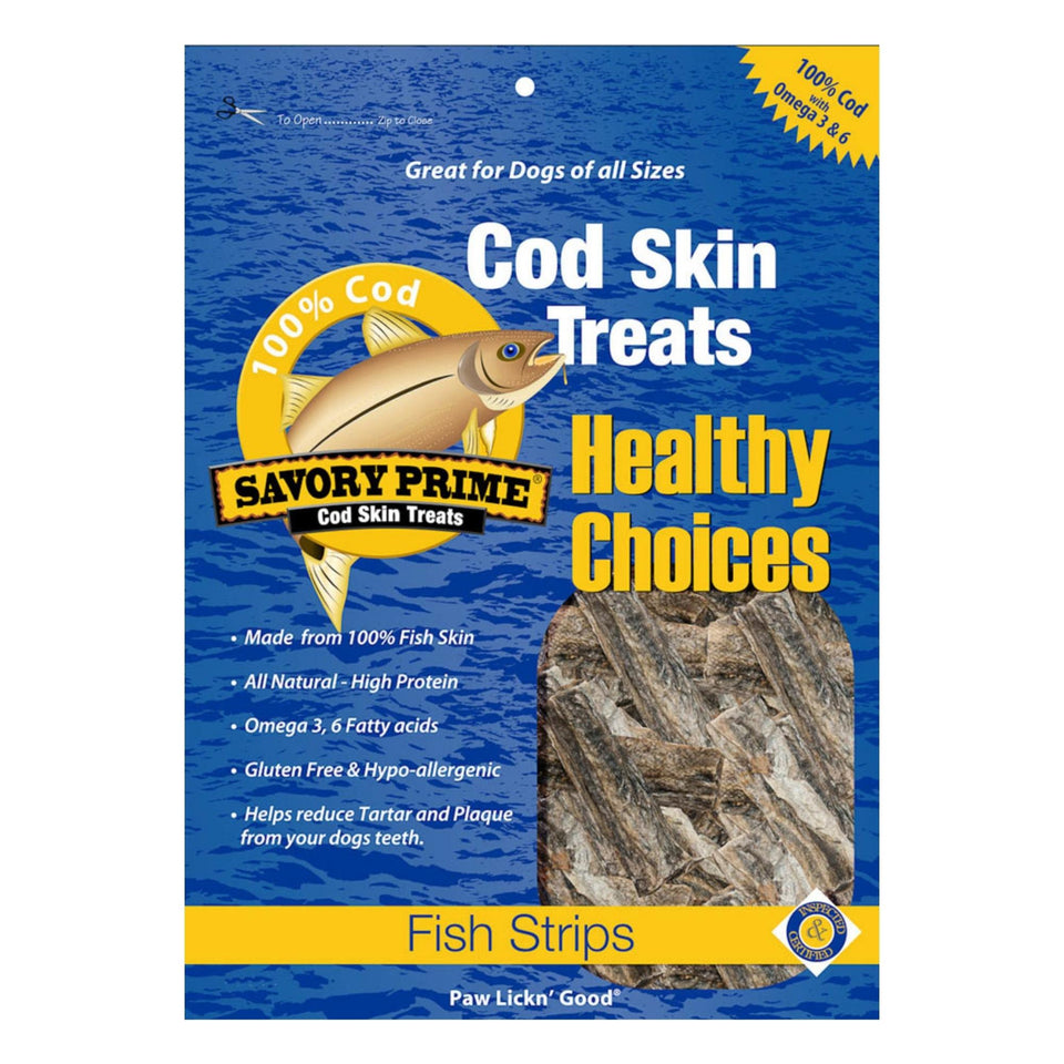 Savory Prime Cod Skin Strips Dog Treat, 8 Oz