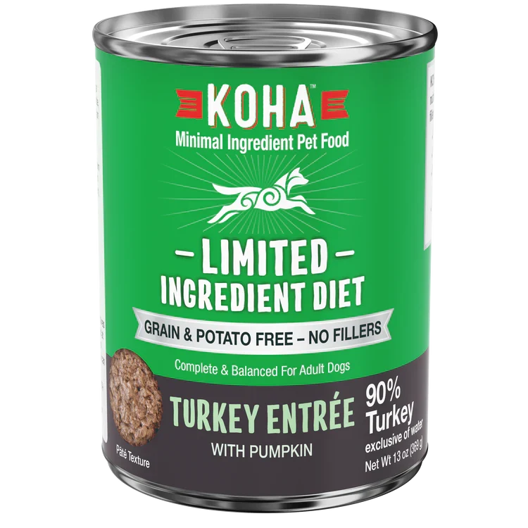 Koha Dog Limited Ingredient Grain-Free 90% Turkey, 13 oz each, Case of 12