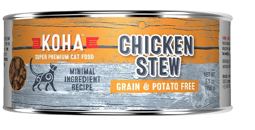 Koha Cat Chicken Stew Wet Cat Food, 5.5 oz each, Case of 24