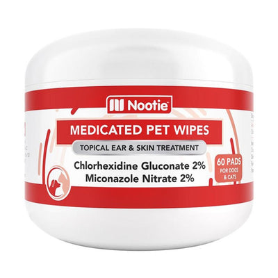 Nootie Dog Cat Dermatology Solutions Antibacterial Pads, 60-Count