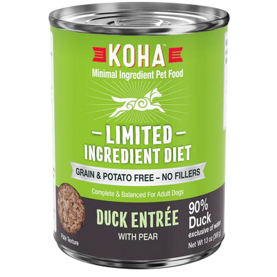 Koha Dog Limited Ingredient Grain-Free 90% Duck, 13 oz each, Case of 12