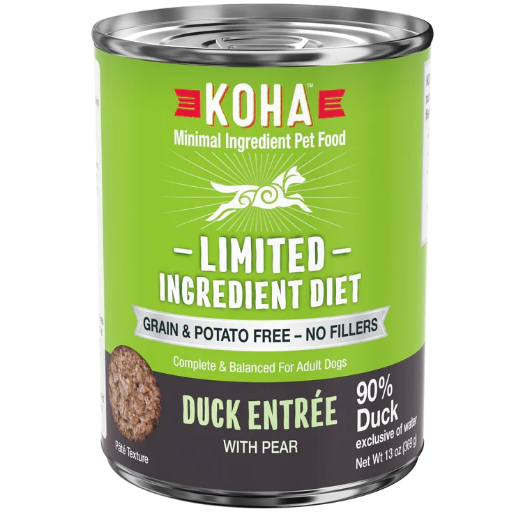 Koha Dog Limited Ingredient Grain-Free 90% Duck, 13 oz each, Case of 12