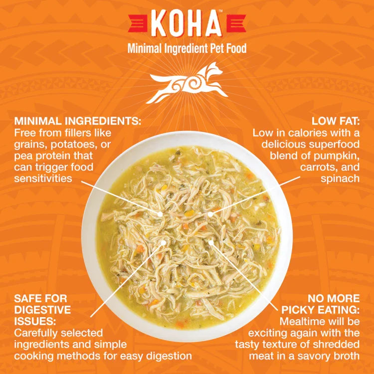 Koha Dog Grain-Free Shredded Chicken, 12.5 oz each, Case of 12