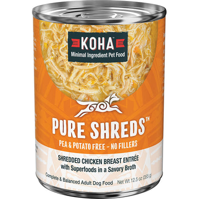 Koha Dog Grain-Free Shredded Chicken, 12.5 oz each, Case of 12