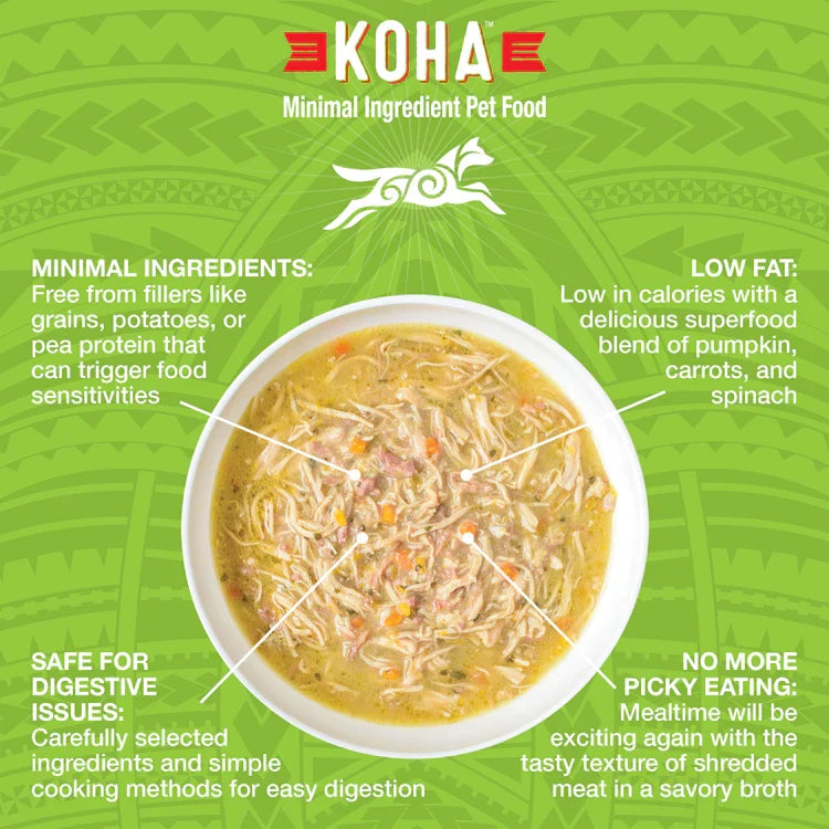 Koha Dog Grain-Free Shredded Chicken And Duck, 12.5 oz each, Case of 12