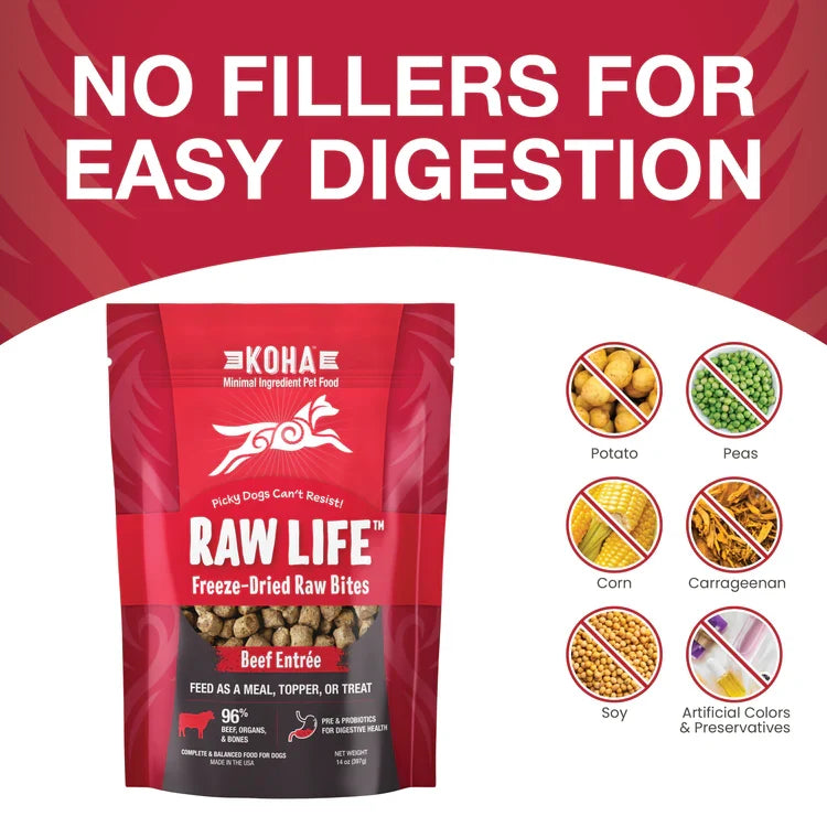 Koha Dog Grain-Free Raw Freeze-Dried Bites Beef 14 oz