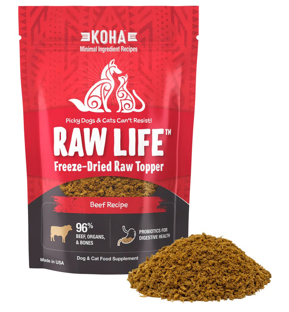 Koha Dog Cat Grain-Free Raw Freeze-Dried Topper Beef 8 oz