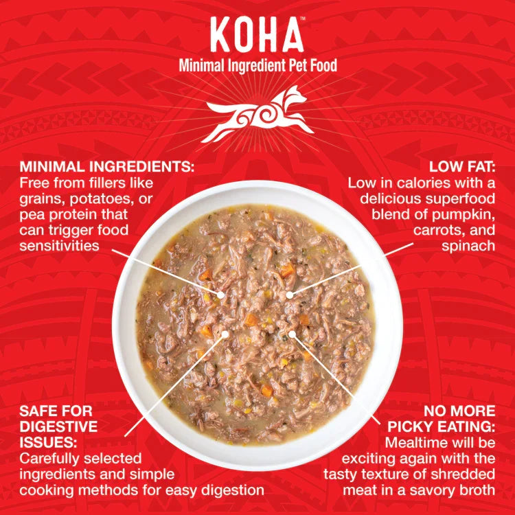Koha Dog Grain-Free Shredded Beef, 12.5 oz each, Case of 12