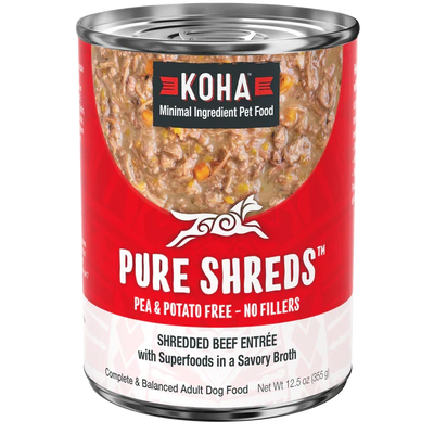 Koha Dog Grain-Free Shredded Beef, 12.5 oz each, Case of 12