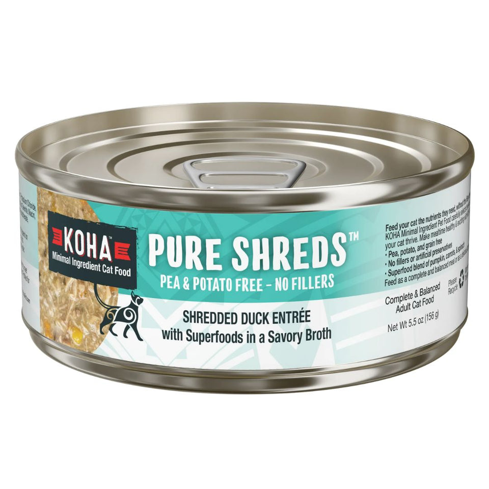 Koha Cat Grain-Free Shredded Duck, 5.5 oz each, Case of 12