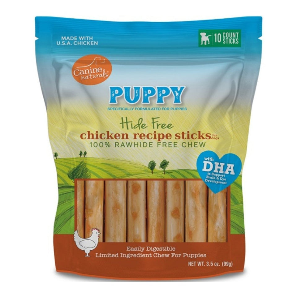 Canine Natural Hide Free Dog 5" Puppy Chicken Sticks 10 ct