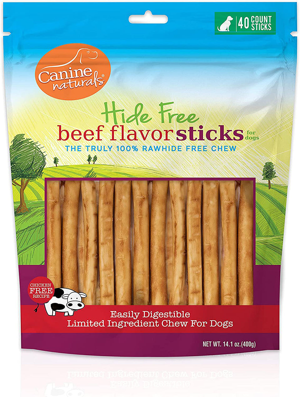 Canine Natural Hide Free 5 in Beef Stick, 40-Count