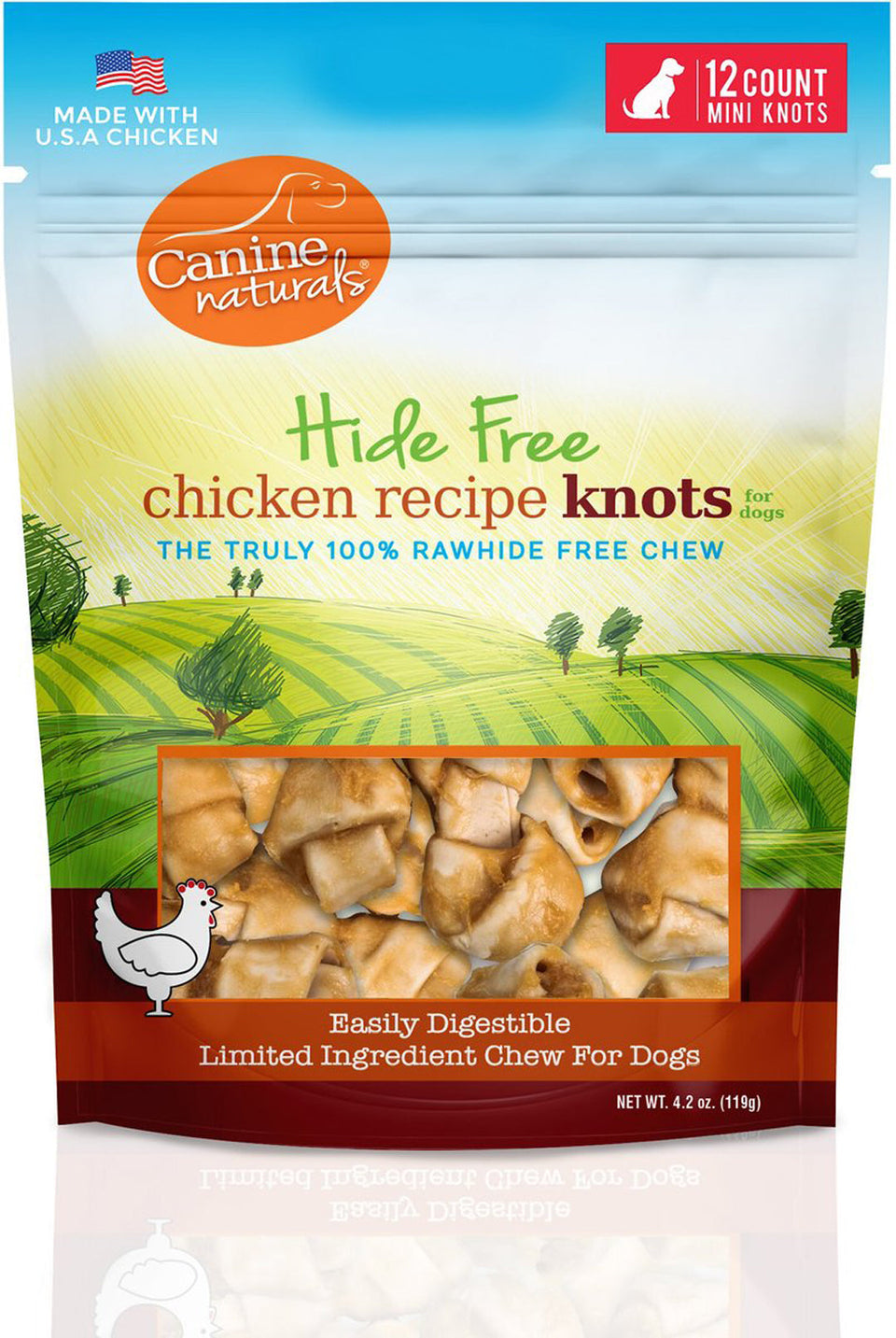Canine Natural Hide Free Chicken Mini Knot, 12-Count