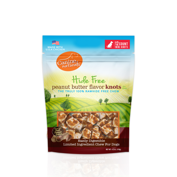 Canine Natural Hide Free Peanut Butter Mini Knot, 12-Count
