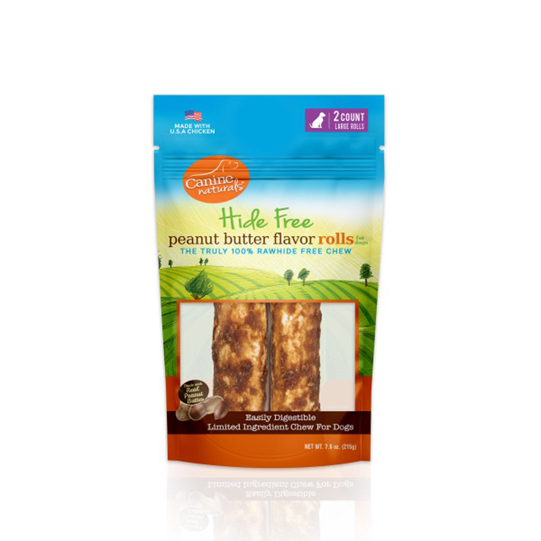 Canine Natural Hide Free 7" Peanut Butter Large Roll 2 ct
