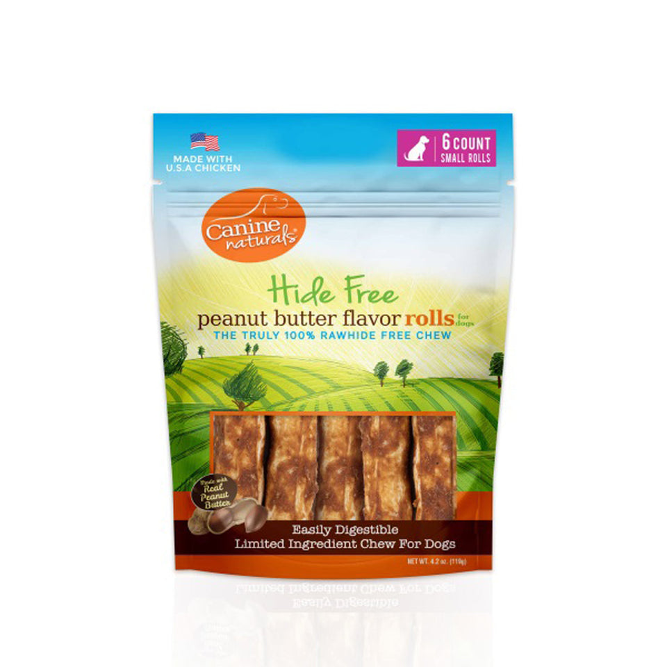 Canine Natural Hide Free 2.5 in Peanut Butter Mini Roll, 6-Count
