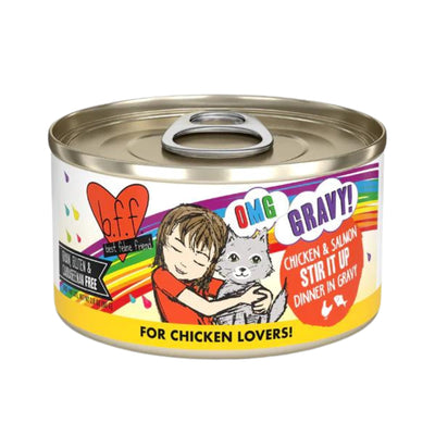 BFF Cat Omg Chicken and Salmon Stir It Up Dinner in Gravy 2.8 oz. 12 ct