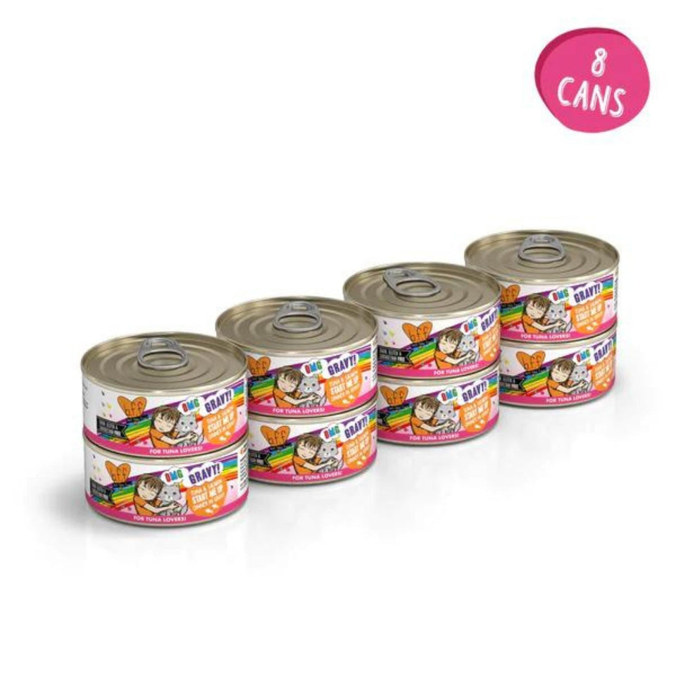 BFF Grain-Free Tuna & Salmon Wet Cat Food in Gravy, 5.5 oz, 8 ct