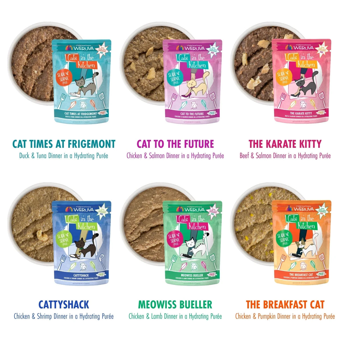 Cats In The Kitchen Cat Slide Brat 3 Oz. Pouch Variety (Case of 12) - Pets Perfect