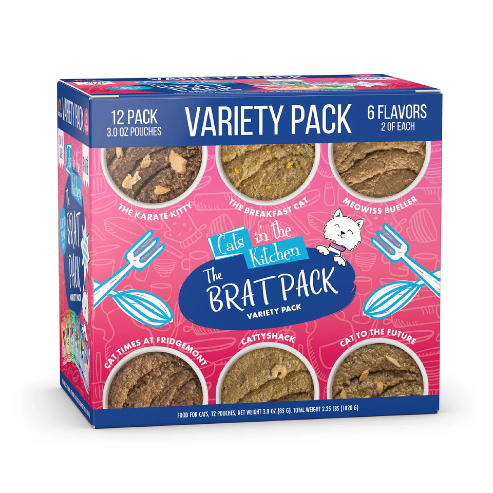 Cats in the Kitchen Slide N' Serve Pate Brat Pack Wet Cat Food - Variety Pack, 3 oz, 12 ct