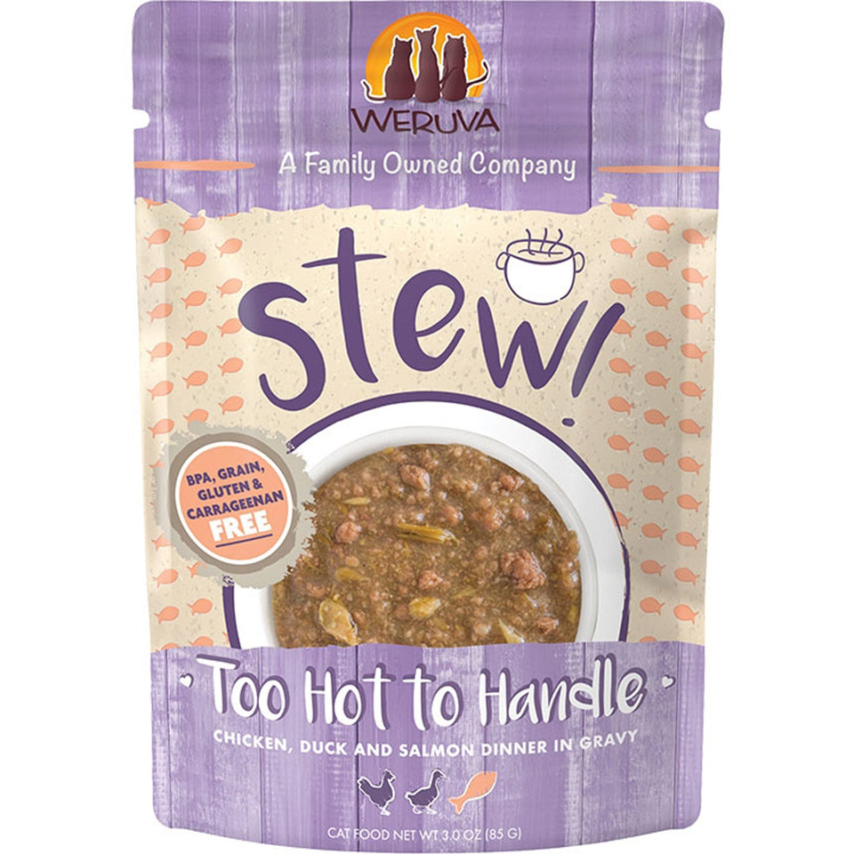 Weruva Too Hot To Handle Chicken, Duck and Salmon Stew Wet Cat Food 3 oz Pouch 12 ct