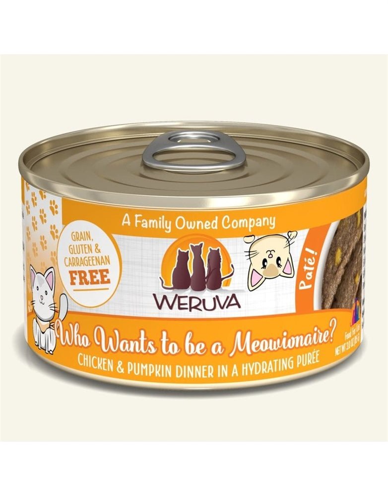 Weruva Cat Pate Who wants to be a Meowionaire Chicken and Pumpkin Dinner 3oz. (Case of 8) - Pets Perfect