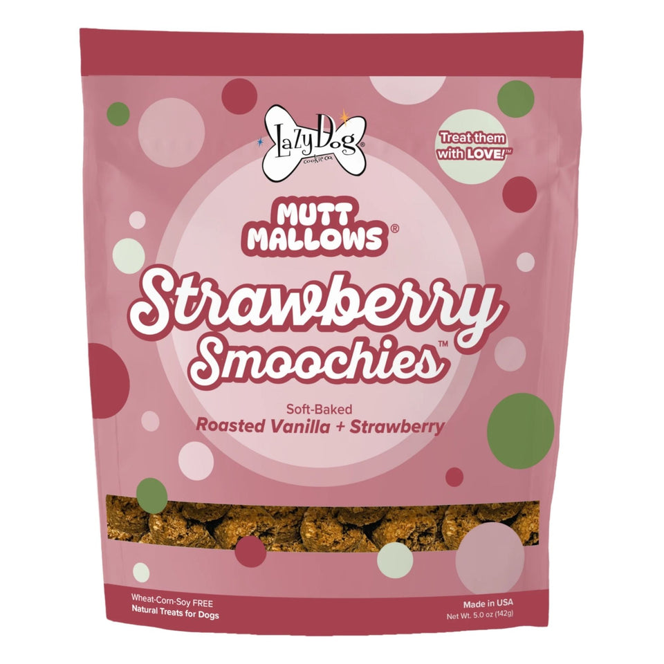 Lazy Dog Mutt Mallows Strawberry Smoochies Dog Treat 5oz. (Case of 3)