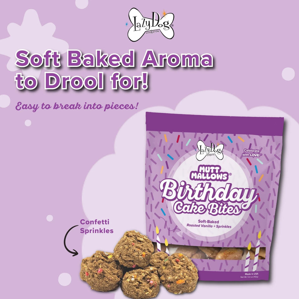 Lazy Dog Cookie Birthday Cake Bites 5oz. (Case of 3)