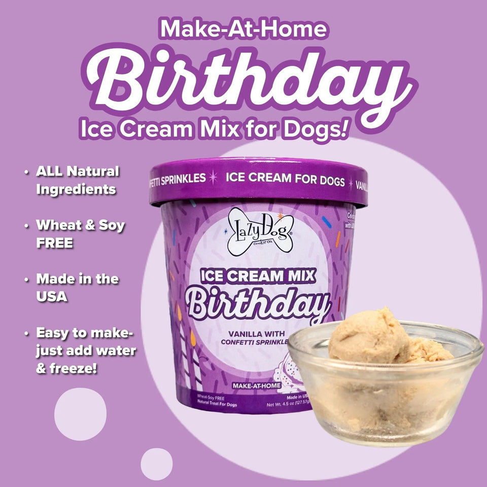 Lazy Dog Make at Home Ice Cream Mix Birthday Cake Flavor 4.5oz. (Case of 3)