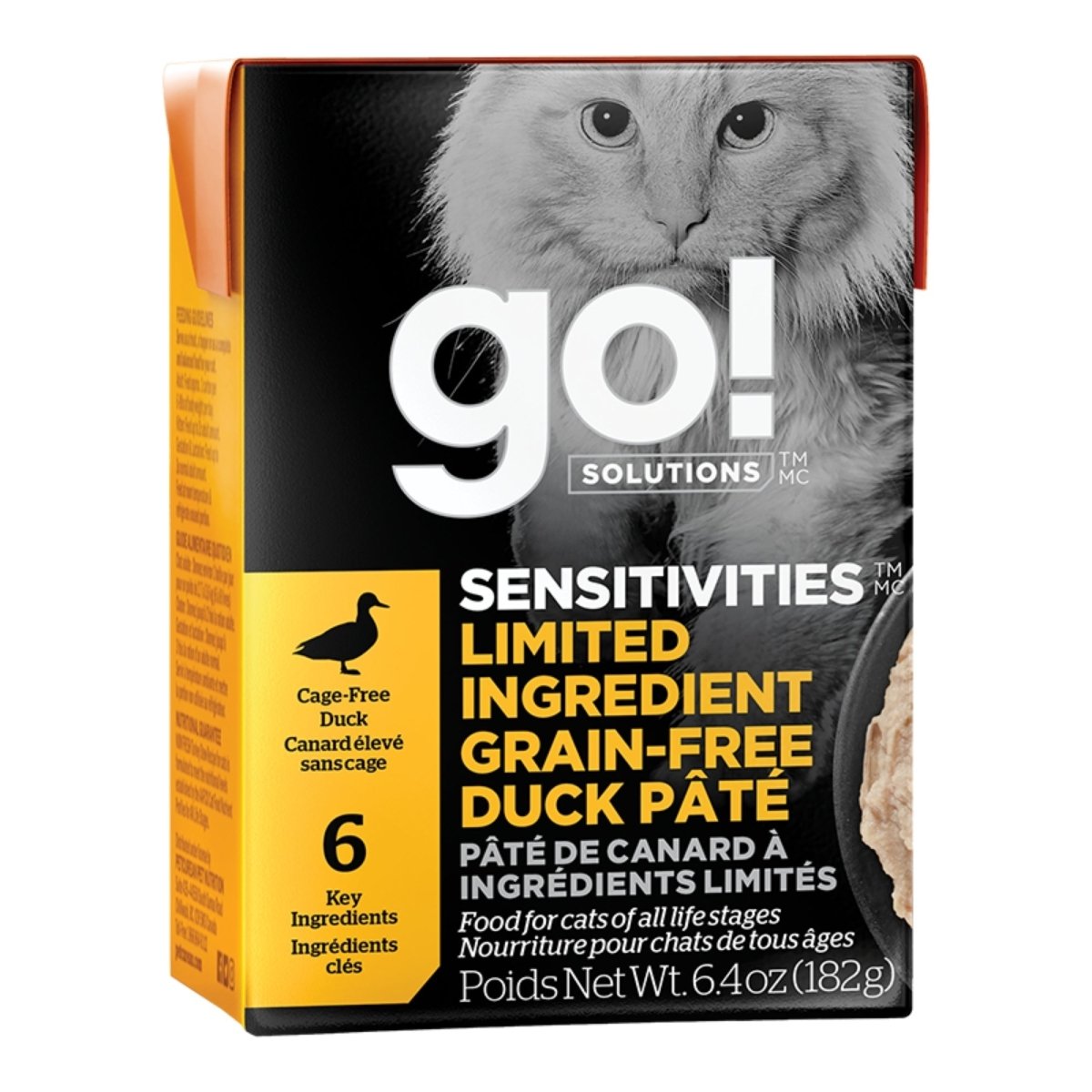 Go! Cat Sensitivities Limited Ingredient Grain Free Pate Duck 6.4oz. (Case of 24) - Pets Perfect