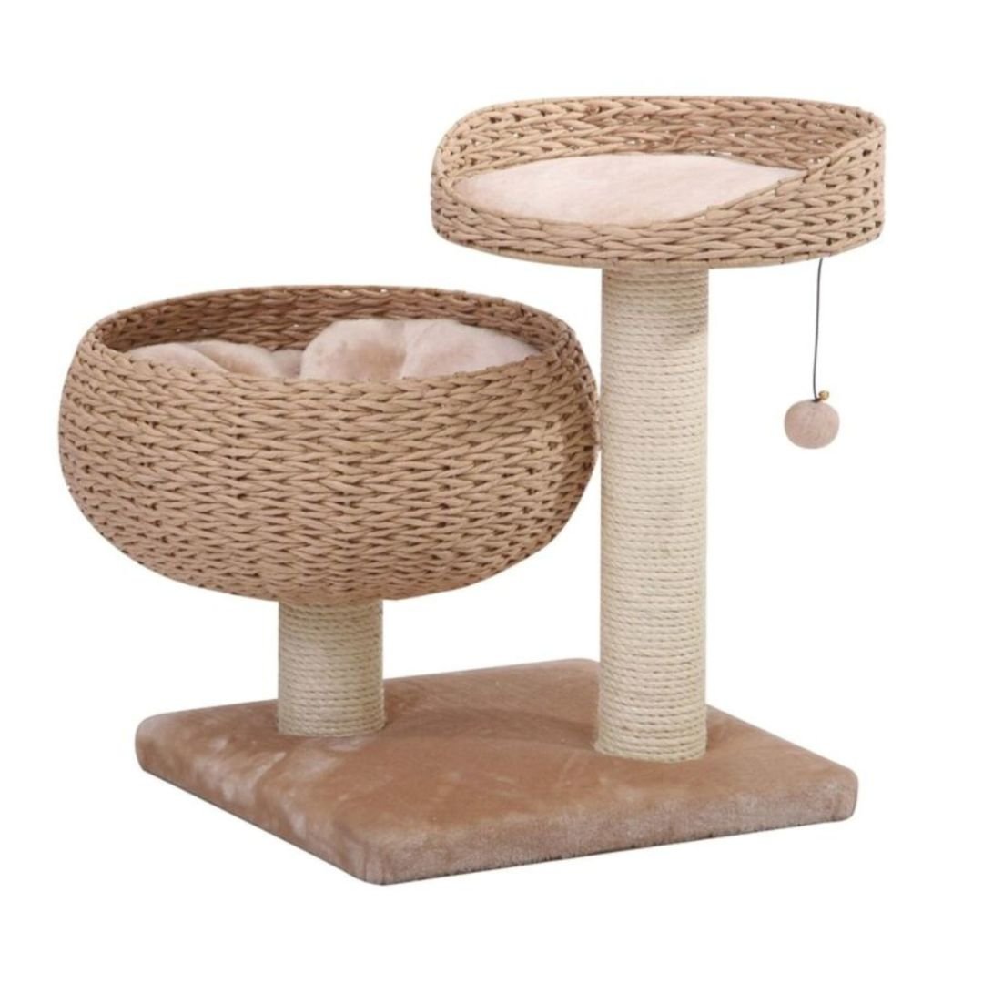 PetPals Cozy 2 - Level Cat Perch Tree Beige & Cream 23 in - Pets Perfect