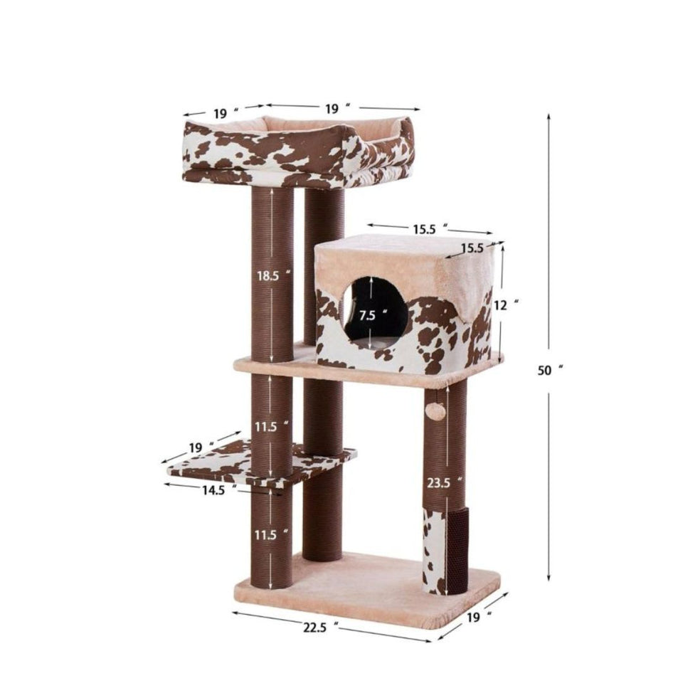 PetPals Cowboy Cat Tree
Brown Cow Print 50 in, XL