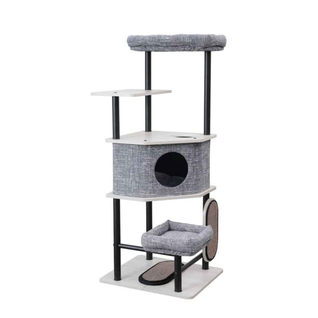 PetPals Grayson Industrial Style Cat Tree Grey 61 in - Pets Perfect