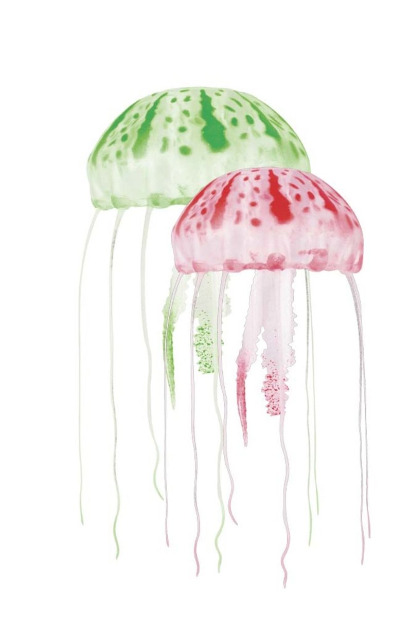 Aquatop Floating Jellyfish Aquarium Ornament Green/Red 2 in & 3in 2 Pack - Pets Perfect