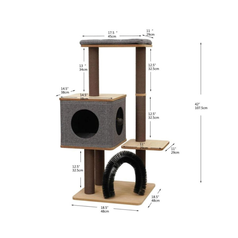 PetPals Elevate 3-Level Cat Tree Brown & Grey 42 in