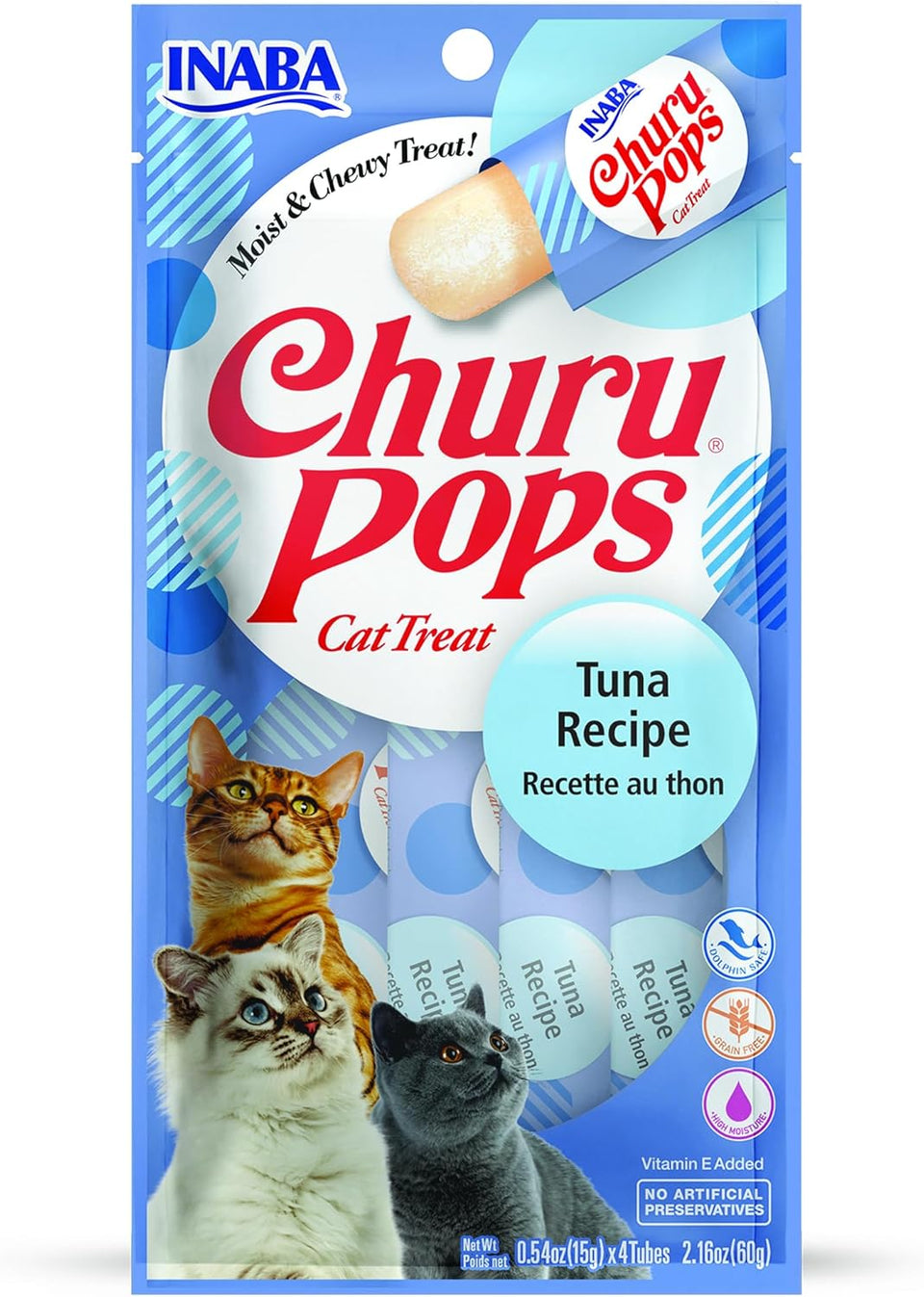 Inaba Churu Pops Cat Treats Tuna, 0.54 oz each, Case of 24