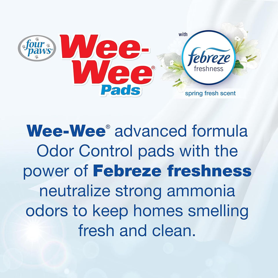 Graphic pairing Wee-Wee Pads logo with Febreze freshness scent