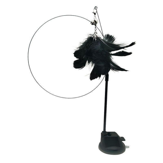 Feather Frenzy Cat Teaser: Extendable Steel Wire Rod With Suction Cup