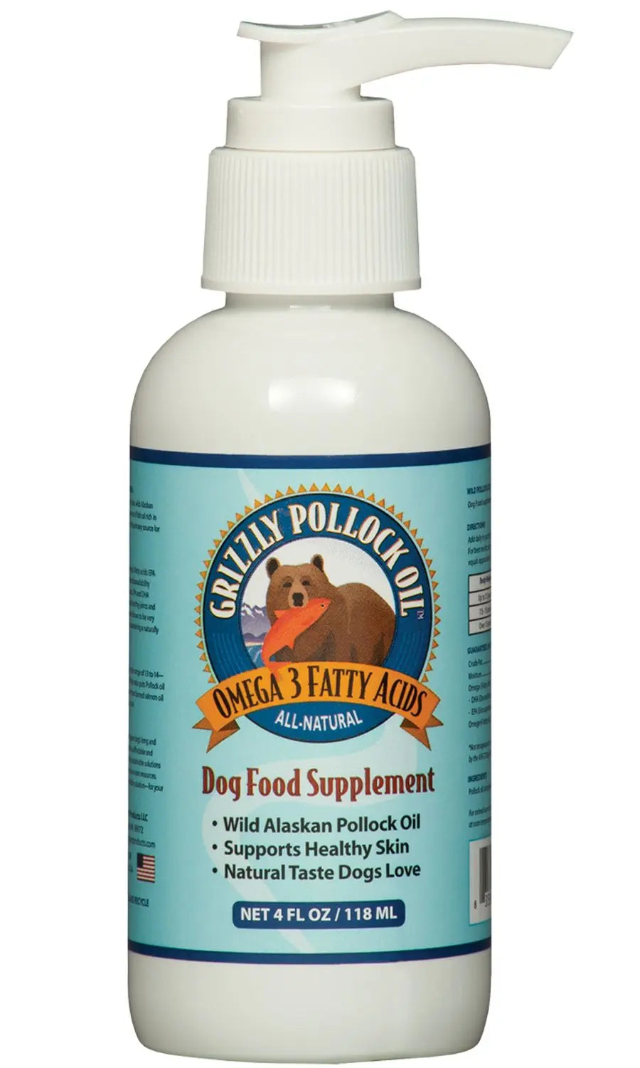Grizzly Wild Alaskan Pollock Oil Supplement for Dogs 4 oz
