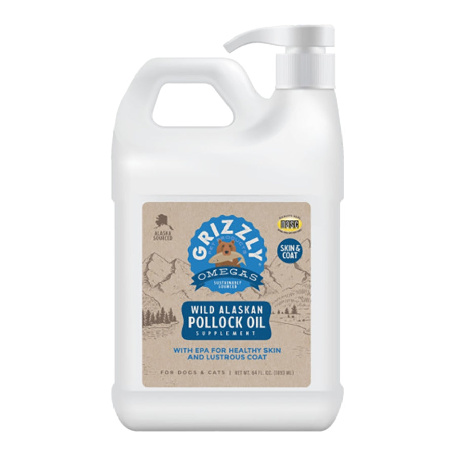 Grizzly Wild Alaskan Pollock Oil Supplement for Dogs 64 oz
