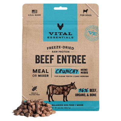 Vital Essentials Dog Freeze-Dried Raw Grain-Free Beef Entree Mini Nibs, 5.5 oz