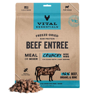 Vital Essentials Dog Freeze-Dried Raw Grain-Free Beef Entree Mini Nibs, 25 oz