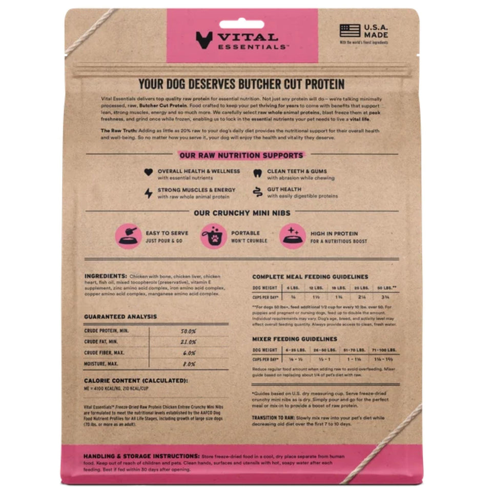 Vital Essentials Dog Freeze-Dried Mini Nibs Chicken 25oz.
