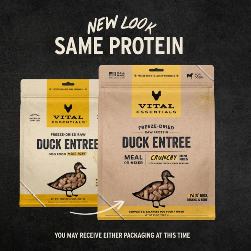Vital Essentials Dog Freeze-Dried Mini Nibs Duck 25oz.