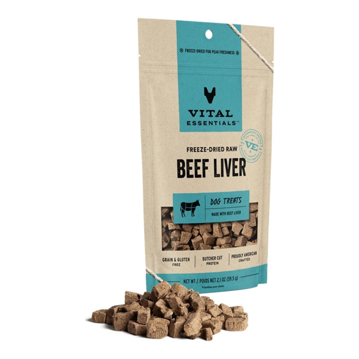 Vital Essentials Dog Freeze-Dried Grain-Free Beef Liver Dog Treats, 2.1 oz