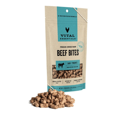 Vital Essentials Dog Freeze-Dried Grain-Free Beef Bites Dog Treats, 2.5 oz